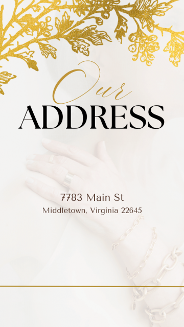 address for The Historic Wayside Inn 1797 in Middletown, Virginia, featuring a gold leaf border.